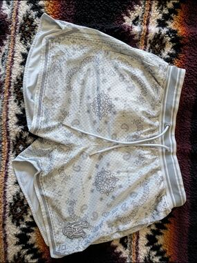 YoungLA White And Grey Bandana Shorts